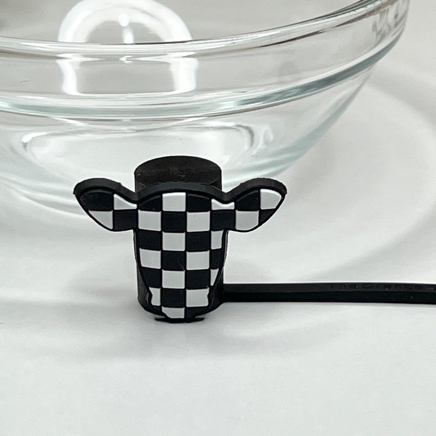 Checkered Cow Straw Topper